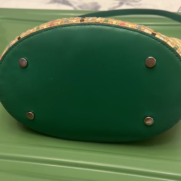 Kate Spade Jena Straw Small Tote green yellow Crossbody Drawstring Bucket Bag - Picture 4 of 12
